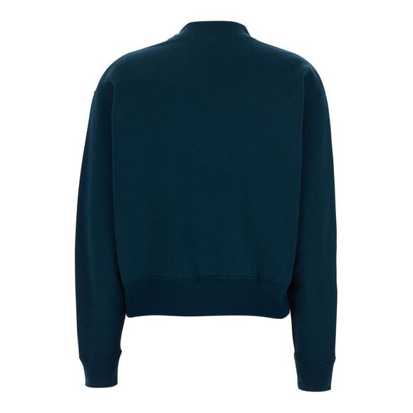 Chloé Women Blue Crewneck Sweatshirt With Logo Lettering Print In Cotton Woman